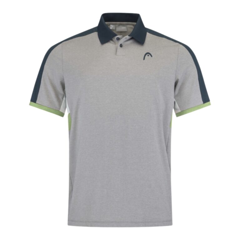 Head Padel Tech Polo Grey/Navy/Lightgreen - OLD