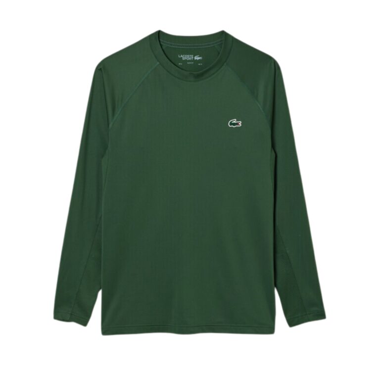 Lacoste Long Sleeved Stretch Jersey Sport T-shirt Green - OLD