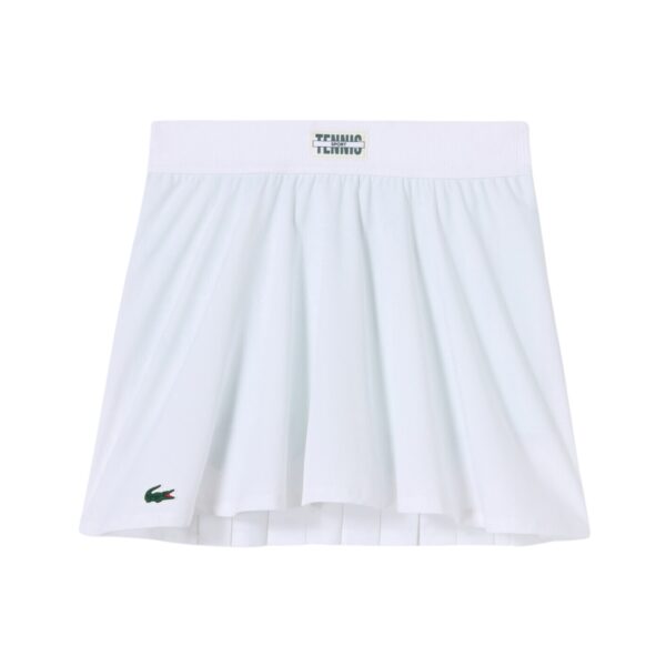 Lacoste Pleat Back Ultra-Dry Skirt Women White/Green - OLD