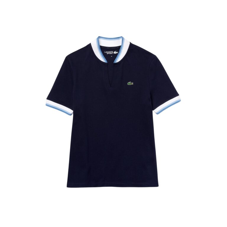Lacoste Sport Fit Stretch Piqué Dame Polo Navy Blue/White - OLD