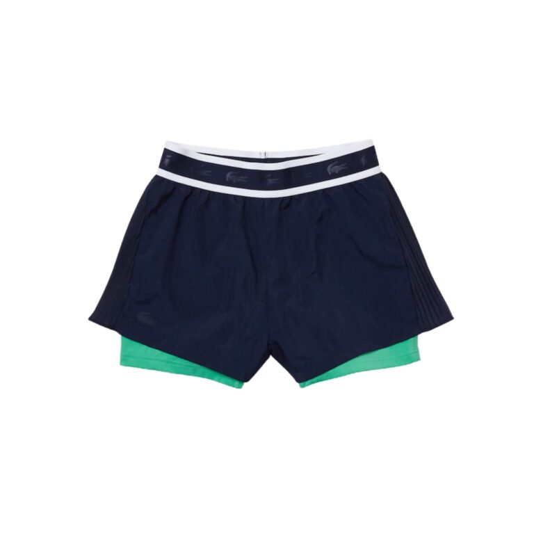 Lacoste Sport Light Nylon Shorts Womens Navy blue/Clover Green - OLD