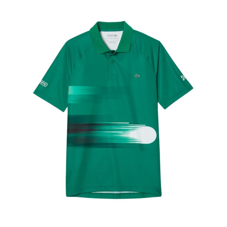 Lacoste Sport x Novak Djokovic Print Stretch Polo Shirt Fluorine Green - OLD