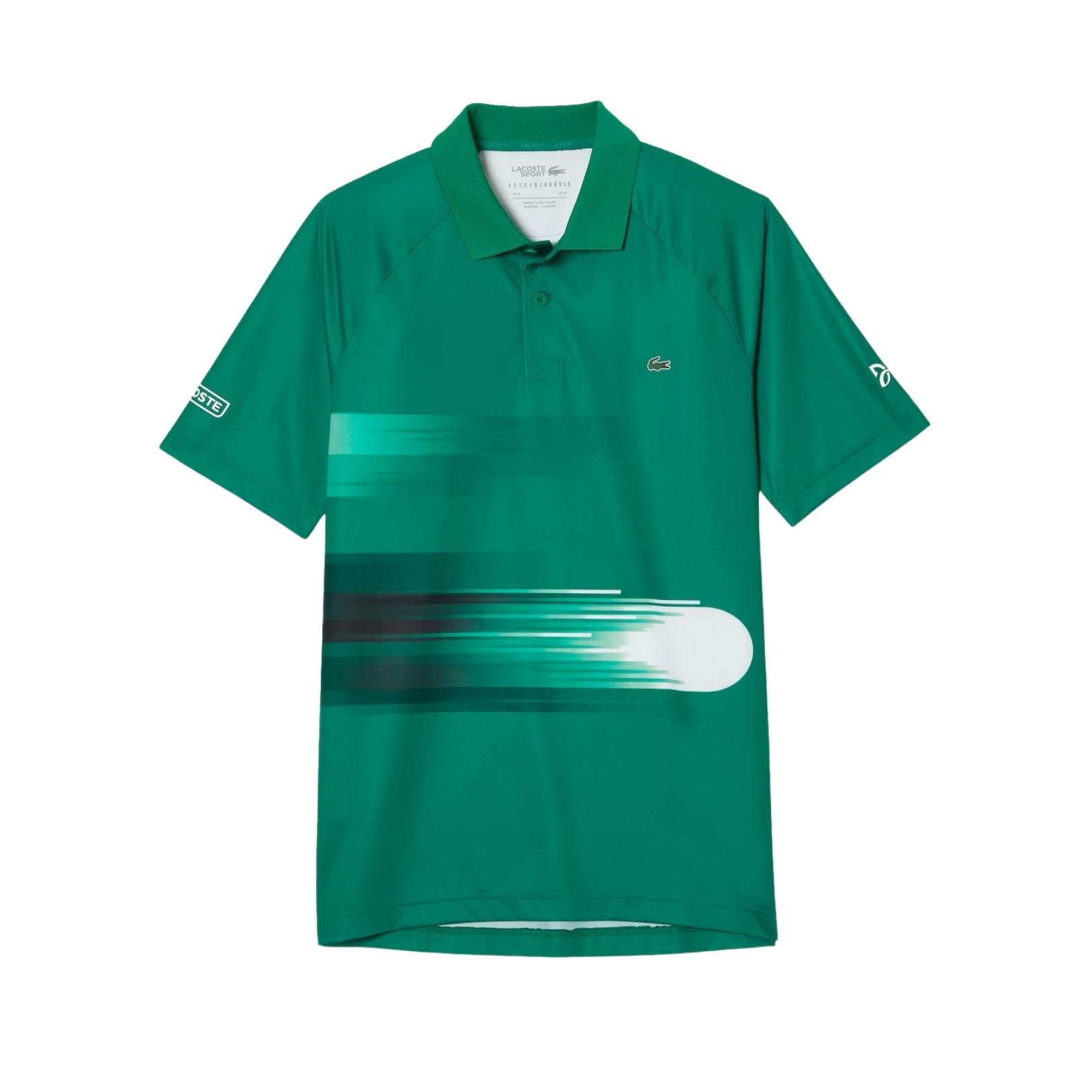 Lacoste Sport x Novak Djokovic Print Stretch Polo Shirt Fluorine Green - OLD