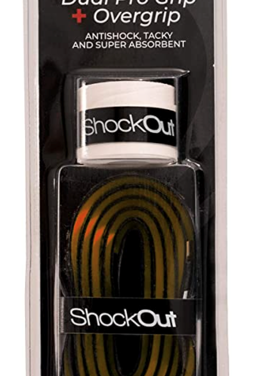 ShockOut Dual Pro Grip Sort + Overgrip Hvid